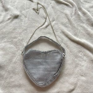 Silver heart shaped purse